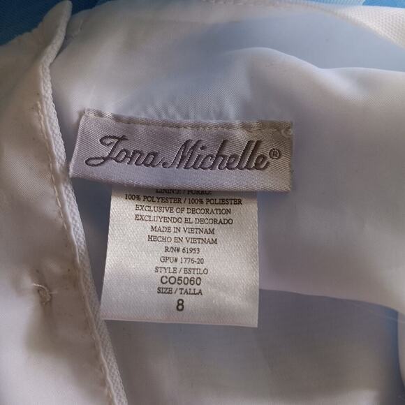 Jona Michelle Multicolored Floral And Blue Tulle Dress Sz 8 - Picture 9 of 9